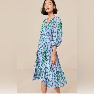 Ann Taylor Floral Pleated Flare Dress Size 4P